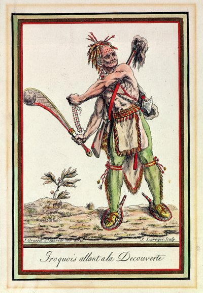 Iroquois Vertrekken op een Expeditie, gegraveerd door J. Laroque door Jacques Grasset de Saint Sauveur